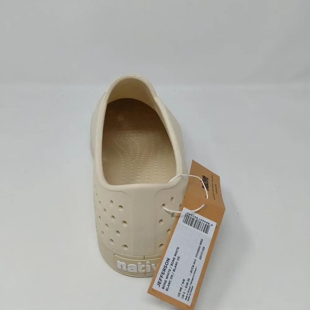 Native Shoes Jefferson Bone White Slip On Water Shoes Men's 6 Women's 8 NWB